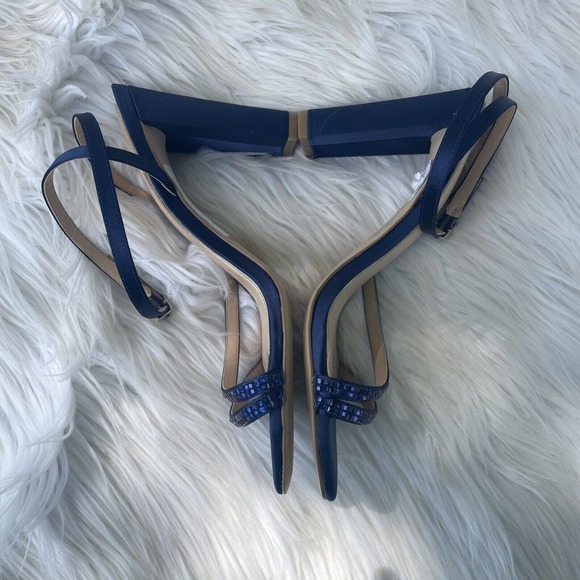 Jewel Badgley Mischka Women's Aura Embellished Heels In Navy Satin Size 7 - Picture 6 of 14